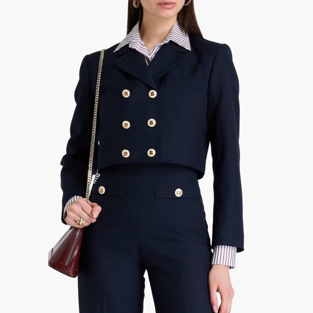 Sandro Navy short-double-breasted-jacket